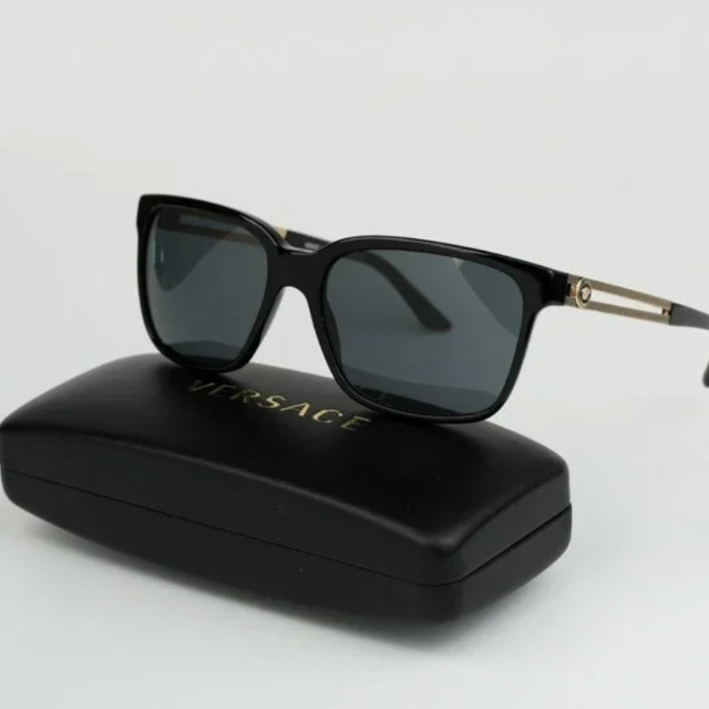 New Versace Black Grey Square Unisex Sunglasses